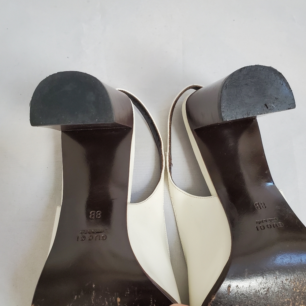 Gucci Winter White Sling Back Heels Sandals - Picture 5 of 16
